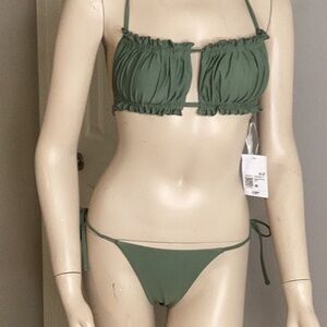 Forever 21 Green Ruched Bikini with Keyhole Detail